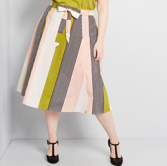 Modcloth Dresses & Skirts - Modcloth Twirl Time Striped Cotton Midi Skirt
18